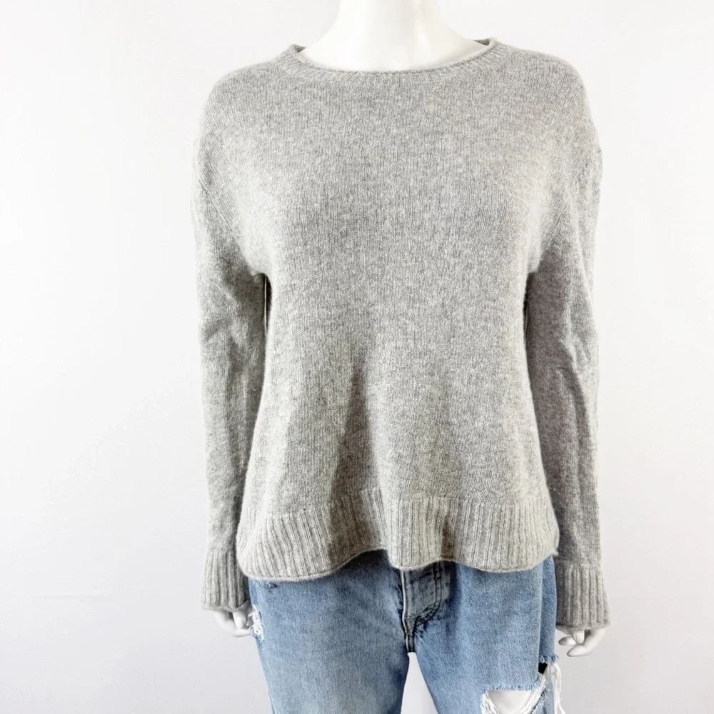 Jenni Kayne Gray Sweater Size M Long Sleeve Wool Cashmere Knit Casual Preppy - Picture 1 of 9